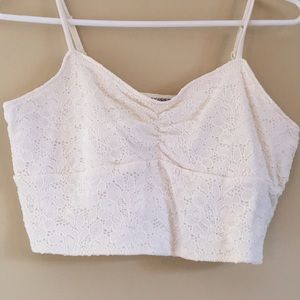 Cream lace crop top cami